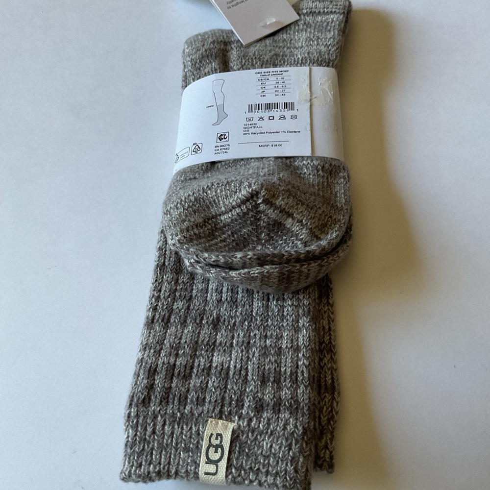 UGG RIB KNIT SLOUCH CREW SOCKS IN NIGHTFALL GRAY WOMENS ONE SIZE NWT - Picture 7 of 16